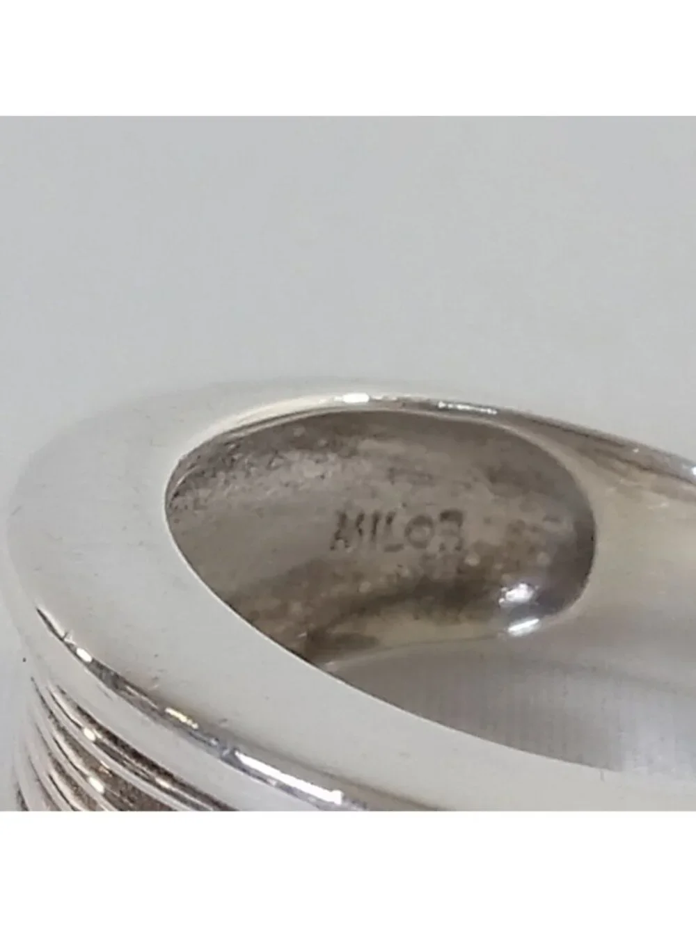 MILOR Italy 925 Sterling Silver Wide Ribbed Band Ring Size US 7 Unisex